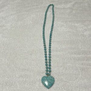 Jade Heart Necklace 16” Vintage
